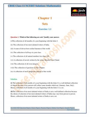 Sets CBSE Class 11 NCERT Solution