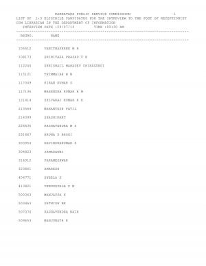 KPSC Issued Interview Schedule for Staff Nurse and Receptionist –cum- Librarian Posts 2015 2