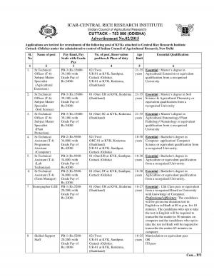 ICAR-CRRI Notified Recruitment for 11 Various Posts 2015