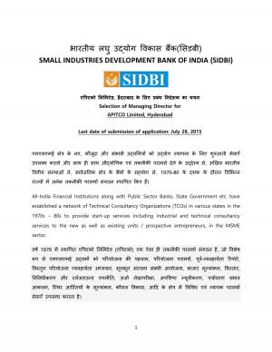 SIDBI Notified Recruitment for Managing Director Post 2015
