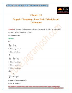Organic Chemistry Some Basic Principles and Techniques CBSE Class 11 NCERT Solution