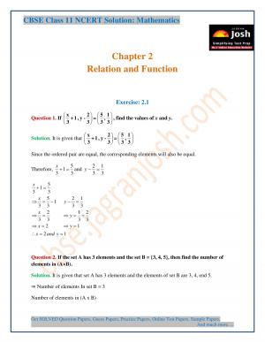 Relations and Functions CBSE Class 11 NCERT Solution