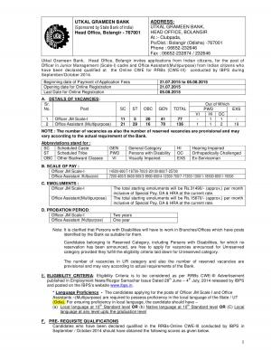 Utkal Grameen Bank Notified Recruitment for 213 Officer and Office Asst Posts 2015 