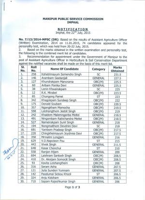 MPSC Declared Final Result for Asst. Agriculture Officer Post 2014