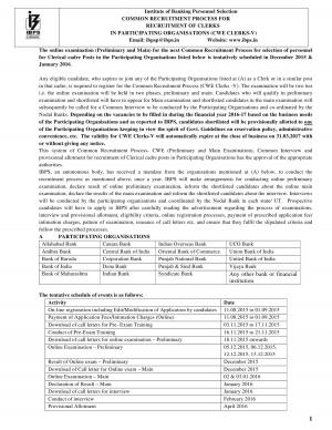 IBPS Clerk Exam 2015 Notification