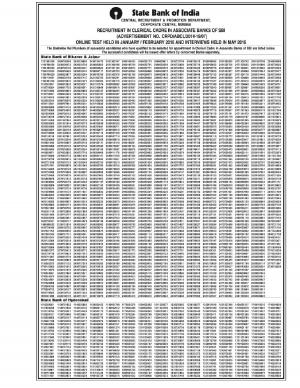 State Bank of India Declared Final Result for Clerical Cadre Posts 2015