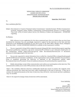 UPSC Declared Interview Schedule for Various Posts 2015