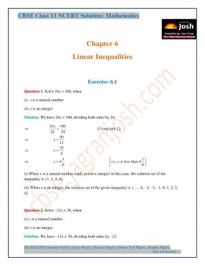 Linear Inequalities CBSE Class 11 NCERT Solution