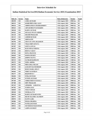 UPSC ISS IES Exam 2015 Interview Schedule