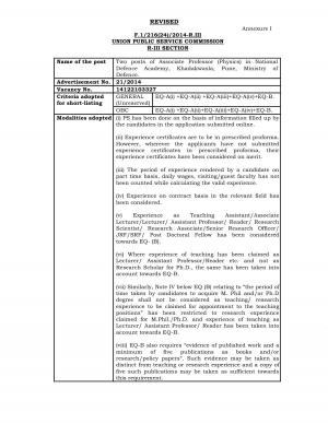 UPSC Issued Interview Schedule Associate Professor (Physics) Posts 2015 