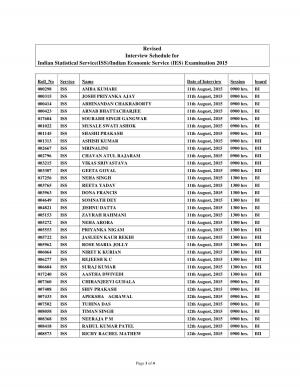 UPSC ISS IES Examination 2015 Revised Interview Schedule