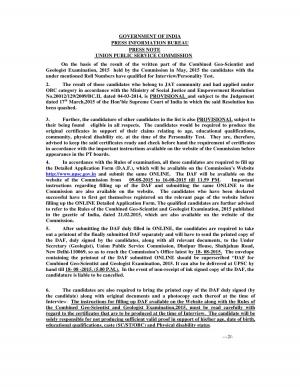 UPSC Combined Geo-Scientist and Geologist Examination 2015: Interview List