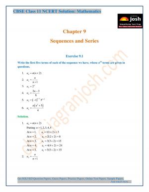 Sequence and Series CBSE Class 11 NCERT Solution