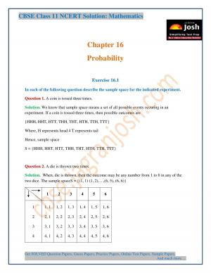 Probability CBSE Class 11 NCERT Solution
