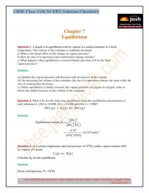 NCERT Solutions for Class 11th Chemistry Chapter 7 Equilibrium