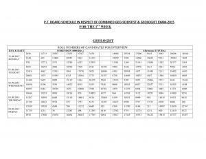 UPSC Combined Geo-Scientist & Geologist Exam 2015: PT Board Schedule