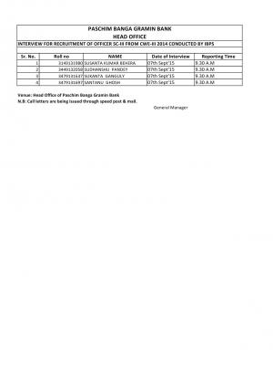 Interview Schedule for Officer Scale III