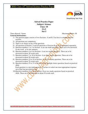 CBSE Class 10 Science Solved Practice Paper SA 1 Set 3