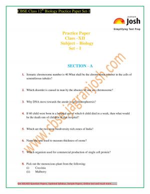 cbse class 12th biology practice paper set-1