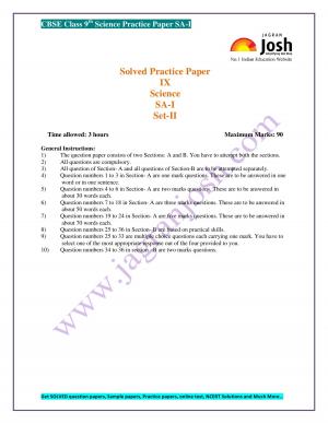 CBSE Class 9 Science Solved Practice Paper SA-I, Set-I
