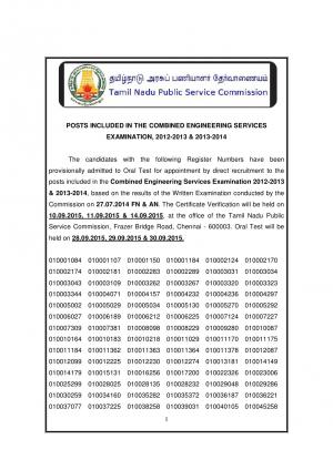 TNPSC Declared Final Result for the Combined Engineering Services Examination 2015 