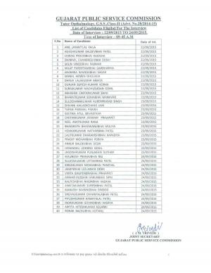 GPSC Issued Interview Schedule for Opthamology Posts 2015