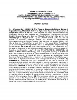 UPSC Recruitment 2015 for 50 Assistant Director and 34 Various Posts