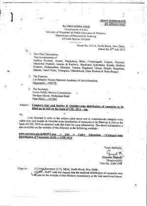 UPSC IAS Exam 2014: Final Cadre allocated to the selected candidates 2