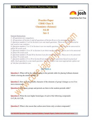 CBSE Class 10 Chemistry (Science) Practice Paper SA-2 Set-1