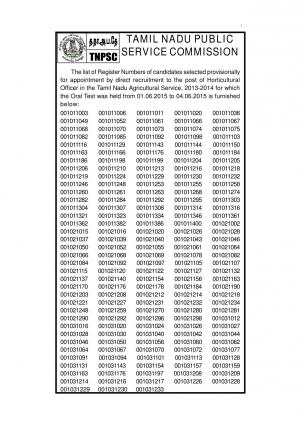 TNPSC Horticultural Officer 2013-14: Interview Result Declared 