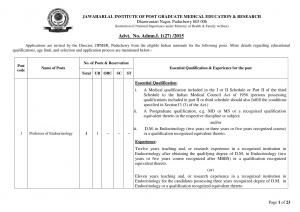 JIPMER, Puducherry Recruitment 2015 for 68 Teaching Posts