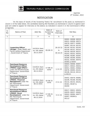 TPSC Issued Interview Schedule for Various Posts 2015