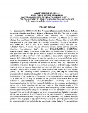 UPSC Recruitment 2015 for 38 Professor and Other Posts 