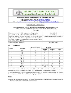 DCCB Hyderabad Recruitment 2015 for 84 Staff Assistant/Clerk Posts