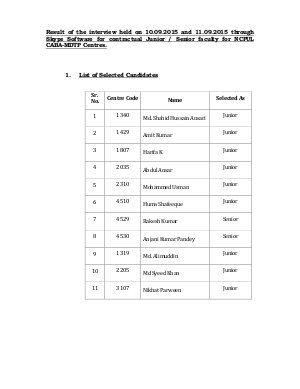 NIELIT, Chandigarh Declared Final Result for Jr. & Sr. Faculty Post 2015