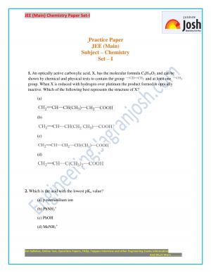 jee Main Chemistry practice paper set-1