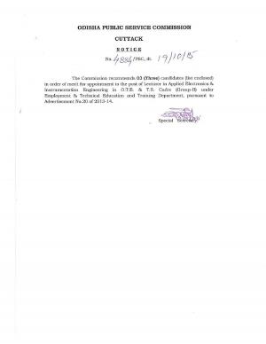 OPSC Declared Final Result for Lecturer Post 2015