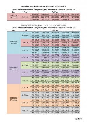 AGVB Announced revised Interview schedule for Officer and Office Assistant (M) Posts 2015