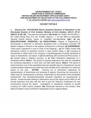 UPSC Recruitment 2015 for 169 Assistant Director & Other Posts HN