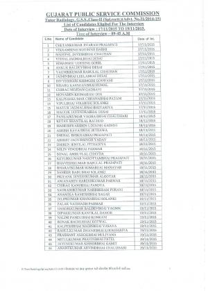 GPSC Issued Interview Schedule for Tutor Radiology Post 2015