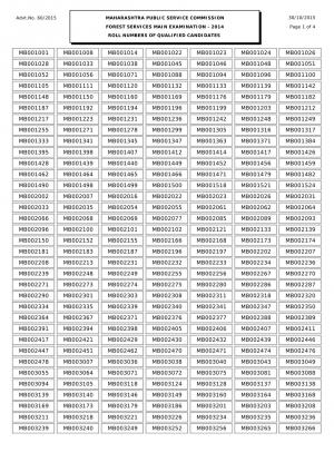 MPSC Forest Services Main Examination 2014: Final Result