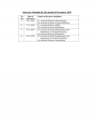 HPPSC Declared Interview Schedule for Asst Professor & Lecturer Posts 2015