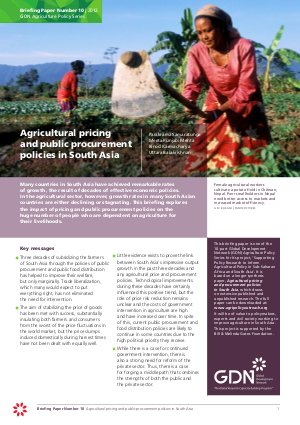 Agricultural pricing and public procurement policies in South Asia