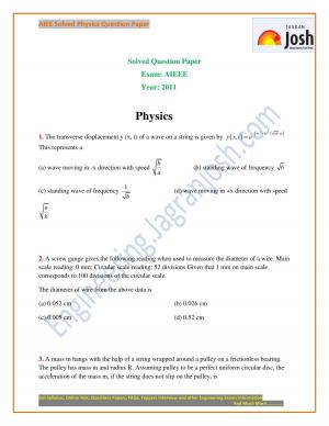 AIEEE Solved Question Paper: 2011