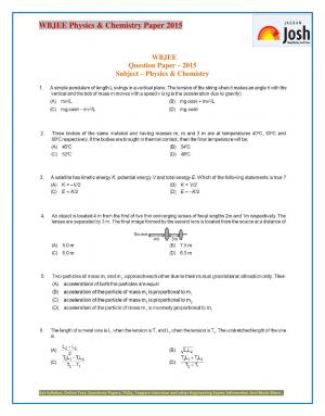 WBJEE Physics & Chemistry Paper 2015