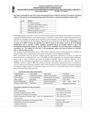 IBPS Common Recruitment Process for Specialist Officer Post Notification