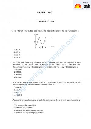 UPSEE Question Paper: 2005