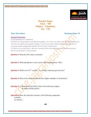 CBSE Class 12 Chemistry Practice Paper Set - VII