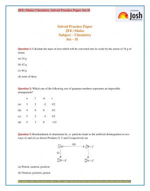 JEE (Main) Chemistry solved practice paper set-II