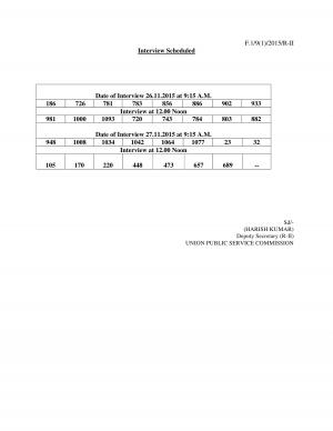 UPSC Scientist – SB (Chemical) Post 2015: Interview Schedule